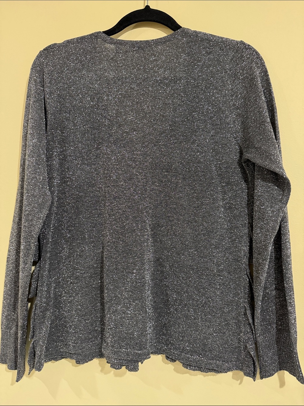 Red Metallic Gray Ruffled Cardigan by Red - Picture 6 of 7